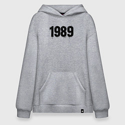 Толстовка-худи оверсайз 1989 год расшерканый, цвет: меланж