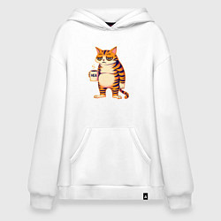 Толстовка-худи оверсайз Котик не выспался, цвет: белый