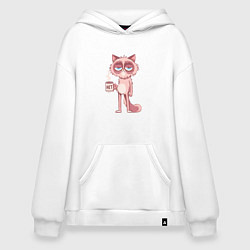 Толстовка-худи оверсайз Кот-мизантроп, цвет: белый