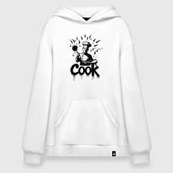Толстовка-худи оверсайз Повар капли и сотейник, цвет: белый