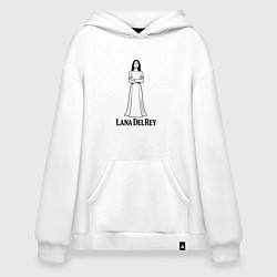 Толстовка-худи оверсайз Lana Del Rey нарисованная черными линиями, цвет: белый