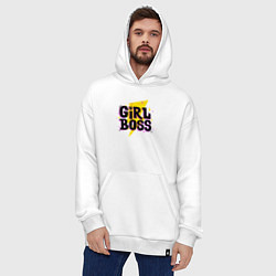 Толстовка-худи оверсайз Girl boss, цвет: белый — фото 2