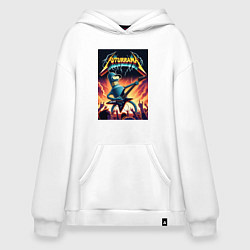 Толстовка-худи оверсайз Bender cool thrash rock guitarist - Futurama, цвет: белый