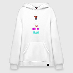 Толстовка-худи оверсайз I love Hotline Miami, цвет: белый