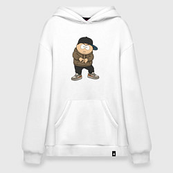 Толстовка-худи оверсайз Эрик Картман одет как подросток, цвет: белый