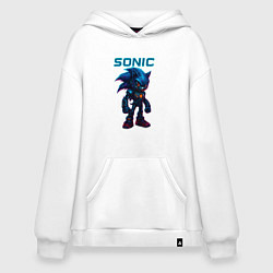 Толстовка-худи оверсайз Sonic cyberpunk, цвет: белый