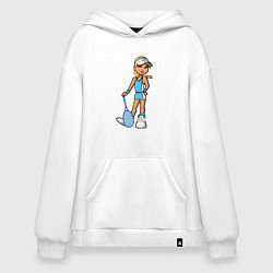 Толстовка-худи оверсайз Блондинка теннисистка, цвет: белый