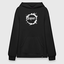 Толстовка-худи оверсайз Японский круг, цвет: черный