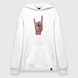 Толстовка-худи оверсайз Жест коза правой рукой, цвет: белый