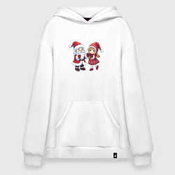 Худи оверсайз Мультяшные Дед Мороз и Снегурочка держатся за руки