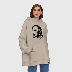 Толстовка-худи оверсайз Ленин: музыка СССР, цвет: миндальный — фото 2