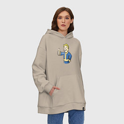 Толстовка-худи оверсайз Fallout vault boy, цвет: миндальный — фото 2