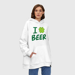 Толстовка-худи оверсайз Love beer, цвет: белый — фото 2