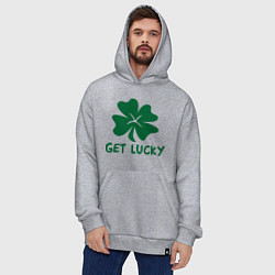 Толстовка-худи оверсайз Get lucky, цвет: меланж — фото 2