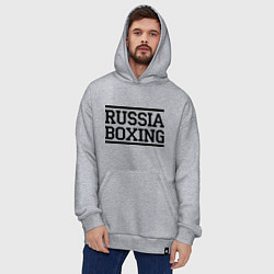 Толстовка-худи оверсайз Russia boxing, цвет: меланж — фото 2