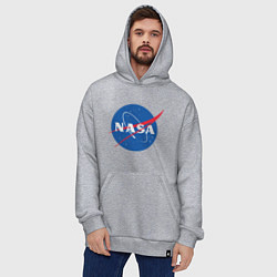 Толстовка-худи оверсайз NASA: Logo цвета меланж — фото 2