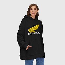 Толстовка-худи оверсайз Honda, цвет: черный — фото 2