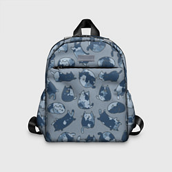 Детский рюкзак Камуфляж с котиками серо-голубой, цвет: 3D-принт