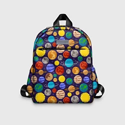 Детский рюкзак Мультяшные планеты, цвет: 3D-принт
