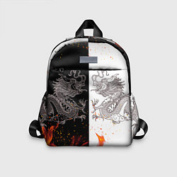 Детский рюкзак Драконы Черный и Белый Огонь, цвет: 3D-принт