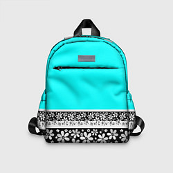 Детский рюкзак Цветочный бирюзовый узор, цвет: 3D-принт