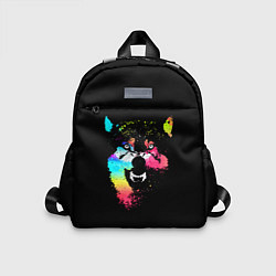 Детский рюкзак Неоновый свирепый волк, цвет: 3D-принт