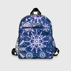 Детский рюкзак Белые снежинки на темно-синем фоне, цвет: 3D-принт
