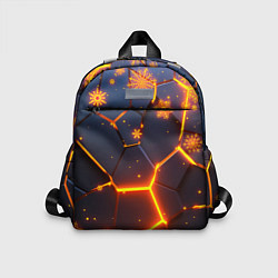 Детский рюкзак НОВОГОДНИЕ ОГНЕННЫЕ 3D ПЛИТЫ FIRE NEON HEXAGON, цвет: 3D-принт