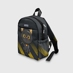Детский рюкзак Черный кот желтые полосы, цвет: 3D-принт — фото 2
