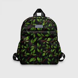 Детский рюкзак Яркие зеленые листья на черном фоне
