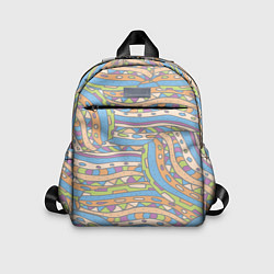 Детский рюкзак Разноцветный геометрический узор в стиле дудл, цвет: 3D-принт