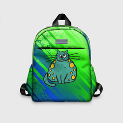 Детский рюкзак Прикольный зеленый кот, цвет: 3D-принт