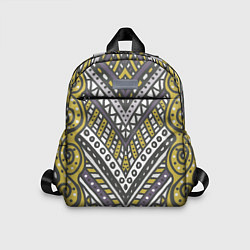 Детский рюкзак Абстрактный узор в стиле дудл Желтый, серый и белы, цвет: 3D-принт