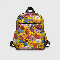 Детский рюкзак Цветочки-лютики на желтом фоне, цвет: 3D-принт