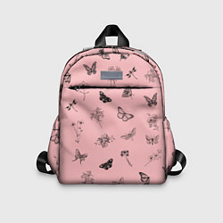 Детский рюкзак Цветочки и бабочки на розовом фоне