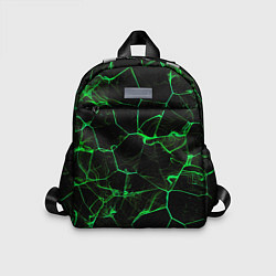 Детский рюкзак Абстракция - Черно-зеленый фон - дым, цвет: 3D-принт