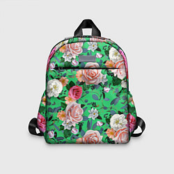 Детский рюкзак Нежные розы на изумрудном фоне