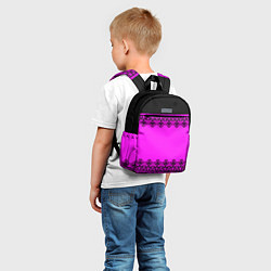 Детский рюкзак Черное кружево на неоновом розовом фоне, цвет: 3D-принт — фото 2