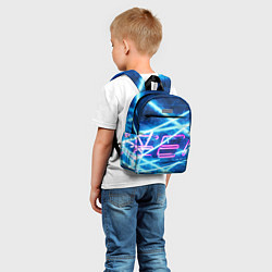 Детский рюкзак Неоновые лучи и буквы - Голубой, цвет: 3D-принт — фото 2