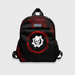 Детский рюкзак Символ Gears of War и краска вокруг на темном фоне, цвет: 3D-принт