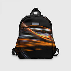 Детский рюкзак Волнообразные линии неона - Оранжевый, цвет: 3D-принт