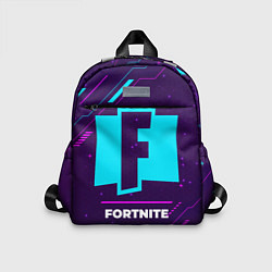 Детский рюкзак Символ Fortnite в неоновых цветах на темном фоне, цвет: 3D-принт