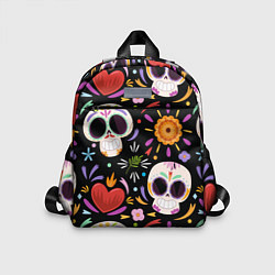 Детский рюкзак Веселые черепа в цветах, цвет: 3D-принт