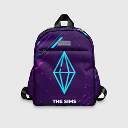 Детский рюкзак Символ The Sims в неоновых цветах на темном фоне, цвет: 3D-принт