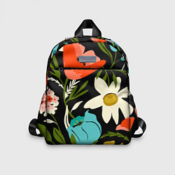 Детский рюкзак Яркие цветы на фоне тёмной летней ночи, цвет: 3D-принт