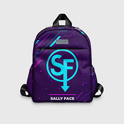 Детский рюкзак Символ Sally Face в неоновых цветах на темном фоне, цвет: 3D-принт