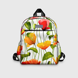 Детский рюкзак Волнообразный узор из цветков мака Лето, цвет: 3D-принт