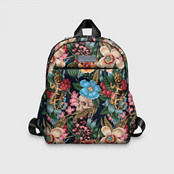 Детский рюкзак Паттерн из цветов, черепов и саламандр