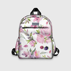 Детский рюкзак Летний красочный паттерн из цветков розы и ягод еж