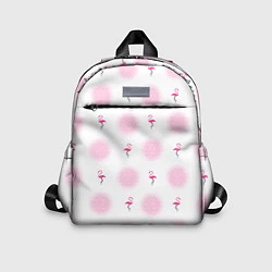 Детский рюкзак Фламинго и круги на белом фоне, цвет: 3D-принт
